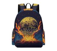 TPISLI Backpack Fire Basketball Boys Girls School Bag Basketball Rucksack Age 10-15 for Senior Classes, Cool 11.6 Inch Laptop Daypack for Books, Lessons and Travel