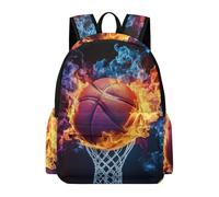 TPISLI Backpack Fire Basketball for Boys Girls Ages 11-16 School Bag Basketball Daypack for Senior Classes, Practical 14 Inch Laptop Bag for Outdoor Trips and Classes