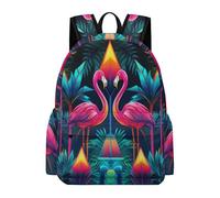 TPISLI Backpack Flamingo Boys Girls School Bag Bird Plant Print Rucksack Age 10-15 for Senior Classes, Cool 11.6 Inch Laptop Daypack for Books, Lessons and Travel
