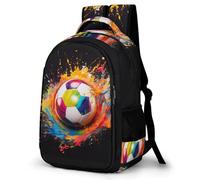 TPISLI Backpack for Girls, Cute Football School Bag Soccer Colourful Paint Kids Backpack for School, Daily Children's Rucksack Bookbag for Kindergarten with Bottle Pockets