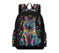 TPISLI Backpack for Kids Teenagers Kitten Musical Note Rucksack School Bag Camo Daypack Animal Cat Motif Travel Bag for Days Out PE Sports Back to School Gifts