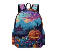 TPISLI Backpack Halloween Theme Motif for Boys Girls Year 5-9 School Bag Halloween Theme Daypack for School Travel, Modern Outdoor Rucksack for Autumn Trip and Study Days and Weekend Day Trips