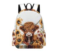 TPISLI Backpack Highland Cattle Boys Girls School Bag Animal Bull Rucksack 8-12 Years for School Travel, Lightweight 15.6 Inch Laptop Bag for Books and Outdoor Use and Birthday Gift