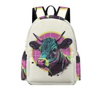 TPISLI Backpack Kids Cow Illustration School Bags for Girls Teens, Lightweight Cute Boys Laptop Rucksack Animal Cattle Bag Casual Daypack Backpack for School Primary Travel