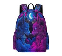 TPISLI Backpack Kids Wolf Design School Bags for Girls Teens, Lightweight Cute Boys Laptop Rucksack Animal Wolve Print Bag Casual Daypack Backpack for School Primary Travel