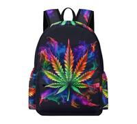 TPISLI Backpack Marijuana Leaf Boys Girls School Bag Plant Print Rucksack Year 7-10 for Senior Classes, Cool Book Bag for Spring Outing and Daily Classes and Birthday Gift