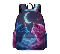 TPISLI Backpack Moon Wolf for Boys Girls 10-16 Years School Bag Wolves Moon Daypack for Senior Classes, Modern 11.6 Inch Laptop Daypack for Daily Lessons and Weekend Travel