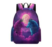 TPISLI Backpack Wolf Moon for Boys Girls Year 5-9 School Bag Moon Wolves Daypack for School Travel, Modern Outdoor Rucksack for Autumn Trip and Study Days and Weekend Day Trips