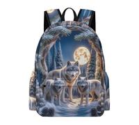 TPISLI Backpack Wolves 3D Printed for Boys Girls Ages 11-16 School Bag Animal Wolf Daypack for Senior Classes, Practical 14 Inch Laptop Bag for Outdoor Trips and Classes