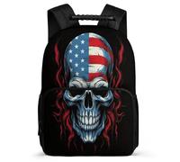 TPISLI Bag American Flag Skeleton School Backpack for Kids Kindergarten Elementary School Bag Skull Rucksack for Boys Girls with Side Pockets Bookbag Purse
