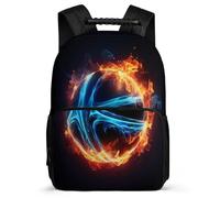 TPISLI Bag Basketball School Backpack for Kids Kindergarten Elementary School Bag Fire And Ice Basketball Rucksack for Boys Girls with Side Pockets Bookbag Purse