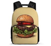 TPISLI Bag Girls Food Pattern School Backpack Kid 8-16 Years Old, Schoolbag Students Bookbag Burger Print Rucksack Nylon And Felt Knapsack for Teen