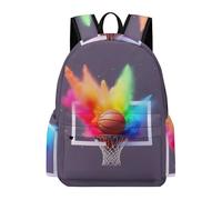 TPISLI Basket Ball 3D Print Daypack Students Ages 12-16 Basketball School Backpack Boys Year 10 Trendy Modern 15.6 Inch Laptop Rucksack Secondary School Hiking Travel