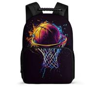 TPISLI Basket-Ball Illustration School Bag for Boys Primary School Basketball Design Backpack 7-11 Year Olds Girls Boys, Adjustable Straps Side Pockets Outdoor Day Trips