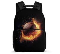 TPISLI Basket-Ball Print School Backpack for Girls Boys Age 5-10 Basketball Motif Backpack for Boys School Years 1-4, Sturdy Handle Adjustable Straps Travel Daily Use