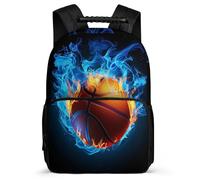 TPISLI Basketball Daypack for Girls Boys School Years 1-4 Fire Basketball Backpack School Years 2-5 Students, Soft Felt Details Sturdy Handle Daily Essentials