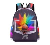 TPISLI Basketball Design Rucksack Girls 10 Year Olds Colorful Daypack Kids Year 5-7 Durable Lightweight 11.6 Inch Laptop Daypack Junior School Daily Use Everyday Use
