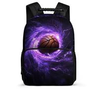 TPISLI Basketball Motif Rucksack for Children 8-12 Years, Basket-Ball Pattern Bookbag for Girls Boys, Durable Backpack, Side Pockets, Padded Back, Travel Daily Use