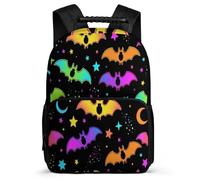 TPISLI Bat Design School Backpack Primary School for Kids and Teens Age 5-10 Colourful Bookbag Girls Boys, 1680D Fabric Soft Felt Details Short Trips