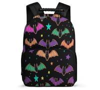 TPISLI Bat Motif Backpack for Kids and Teens School Years 2-5 Colourful Bat Rucksack for Boys Girls Year 2-5, Padded Back Soft Felt Details Back to School Gift