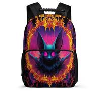 TPISLI Bat Motif Bookbag for Children Primary Age 6-11 Gothic Theme Rucksack for Children School Years 1-4, Lightweight Soft Felt Details Back to School Gift
