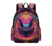 TPISLI Bat Motif Daypack Kids School Years 5-9 Gothic Theme Rucksack Students Year 6 Lightweight Durable 14 Inch Laptop Rucksack Junior School Daily Use Everyday Use
