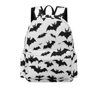 TPISLI Bat Motif School Backpack Kids Ages 7-10 Bat Pattern Daypack Girls Year 3 Trendy Modern 15.6 Inch Laptop Rucksack Outdoor Day Trips Back to School Gift