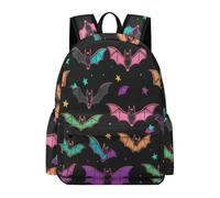 TPISLI Bat Pattern Daypack Kids 7-11 Year Olds Colourful Bat School Bag Children Year 7 Modern Trendy Outdoor Travel Daypack Junior School Hiking Day Trips Travel Use