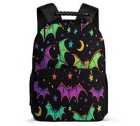 TPISLI Bat Pattern School Backpack Primary School for Students Ages 6-10 Colourful Backpack Kids and Teens, Adjustable Straps Soft Felt Details Daily Essentials