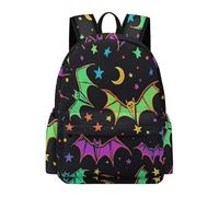 TPISLI Bat Pattern School Bag for Boys Girls Year 5-9 Backpack Colorful Rucksack for Study Days, Modern Outdoor Rucksack for Daily Lessons and Weekend Travel