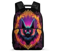 TPISLI Bat Print Backpack for Children 8-12 Years Gothic Theme Daypack for Girls Boys Junior School, Soft Felt Details Sturdy Handle Back to School Gift