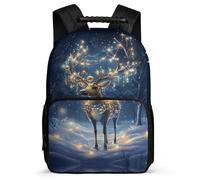 TPISLI Beautiful Deer Motif School Backpack for Boys Primary Age 6-11 Reindeer Theme Bookbag for Boys Girls Junior School, Lightweight Padded Back Travel Daily Use