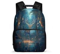 TPISLI Beautiful Deer Print Rucksack for Kids and Teens Age 5-10 Animal Reindeer School Bag for Students Year 2-5, Lightweight Soft Felt Details Back to School Gift