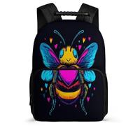 TPISLI Bee Design Backpack for Children School Years 2-5 Heart Shape Rucksack for Boys Girls School Years 1-4, Sturdy Handle Soft Felt Details Outdoor Day Trips