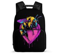 TPISLI Bee Heart Design Backpack for Kids and Teens School Years 1-4 Bee Rucksack 8-12 Years Kids and Teens, 1680D Fabric Adjustable Straps Travel Daily Use
