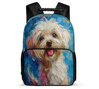 TPISLI Bichon Frise Dog School Backpack for Girls 6-11 Years Puppy Daypack for Kids and Teens School Years 1-4, Side Pockets Soft Felt Details Birthday Gift