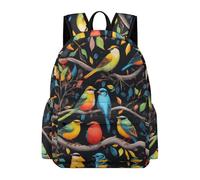 TPISLI Bird Colorful Motif Bookbag Kids 7-11 Year Olds Plant Leaf Daypack Students Year 6 Modern Durable 14 Inch Laptop Rucksack School Years 7-10 Travel Use Daily Carry