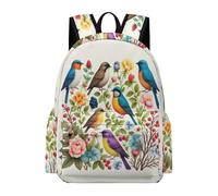 TPISLI Bird Print Backpack Students Year 4 Plant Leaf Book Bag Girls Age 14 Durable Cool 14 Inch Laptop Rucksack Primary School Travel Daily Use Daily Carry Everyday Use