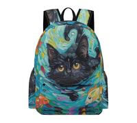 TPISLI Black Cat Backpack Boys Girls Age 8-14 School Bag Animal Kitten Rucksack for Daily Classes, Lightweight 15.6 Inch Laptop Bag for Books and Outdoor Use and Outdoor Study Days