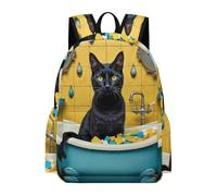 TPISLI Black Cat Bookbag Girls 10 Year Olds Kitten School Backpack Boys Ages 9-13 Cool 14 Inch Laptop Rucksack Primary to Secondary Travel Gift Daily Carry