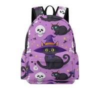 TPISLI Black Cat Bookbag Kids 7-11 Year Olds Skull Halloween Theme Daypack Students Year 6 Modern Durable 14 Inch Laptop Rucksack School Years 7-10 Travel Use Daily Carry
