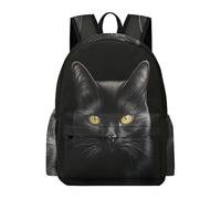 TPISLI Black Cat Print Bookbag Children Year 5 Animal Kitten Backpack Teens Year 9 Lightweight Durable 15.6 Inch Laptop School Backpack Junior School Hiking Day Trips