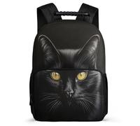 TPISLI Black Cat Print Rucksack for Kids and Teens 7-11 Year Olds Animal Kitten Backpack for Boys Girls Junior School, Sturdy Handle 1680D Fabric Short Trips