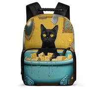 TPISLI Black Cat School Backpack for Girls 8-12 Years Kitten Bookbag for Students Primary Classes, Sturdy Handle Soft Felt Details Outdoor Day Trips