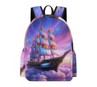 TPISLI Boat Motif Backpack Boys Girls 8-12 Years School Bag Aerial Sailboat Rucksack for Daily Classes, Lightweight 11.6 Inch Laptop Daypack for Books, Lessons and Travel