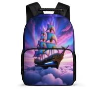 TPISLI Boat Motif Backpack for Kids and Teens 7-11 Year Olds Aerial Sailboat Backpack for Girls Boys Primary Classes, Sturdy Handle Soft Felt Details School Travel