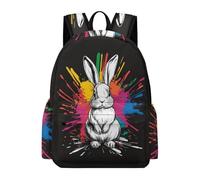 TPISLI Book Bag Colourful Rabbit Motif Backpack Animal Bunny School Bag Kids Primary Back Pack Kids Rucksacks, Backpacks for Girls Boys Kid School Sports Outdoor Travel