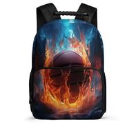 TPISLI Bookbag Ice And Fire Basketball School Backpack for Boys & Girls, Back Pack Basketball Rucksack Lightweight, Durable Travel Or Sports Bags for Kids Gift School Bag