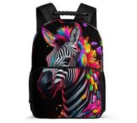 TPISLI Bookbag Zebra School Backpack for Girls And Boys School Bag with Neon Colours Backpacks for Teenage Travel, Lightweight Rucksack