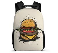 TPISLI Boy Back Pack with Burger Print School Bags for Kids Children 8-16 Year Large Casual Daypack Bookbag Food Pattern Rucksack Elementary Schoolbags for Girl